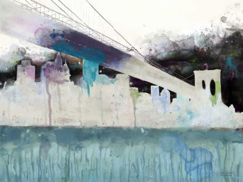 Painted City White Modern Wood Framed Art Print with Double Matting by Art Atelier Alliance