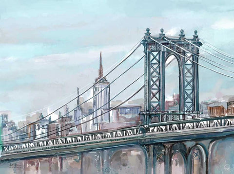 Watercolour Sketch Book New York White Modern Wood Framed Art Print with Double Matting by Art Atelier Alliance