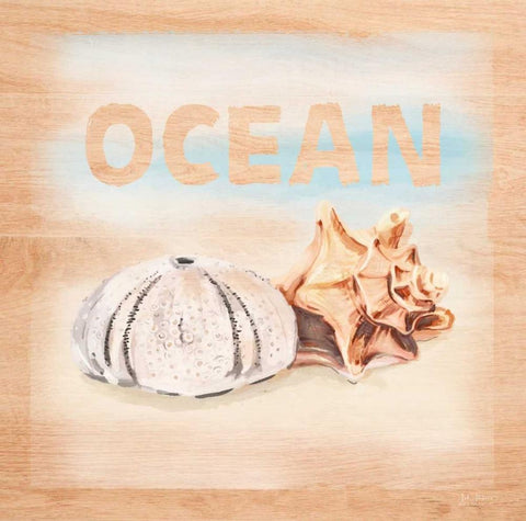 Natural Ocean Words White Modern Wood Framed Art Print with Double Matting by Art Atelier Alliance