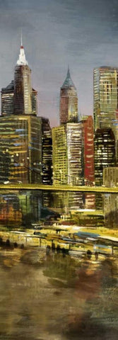 Metropolis 3 White Modern Wood Framed Art Print with Double Matting by Art Atelier Alliance