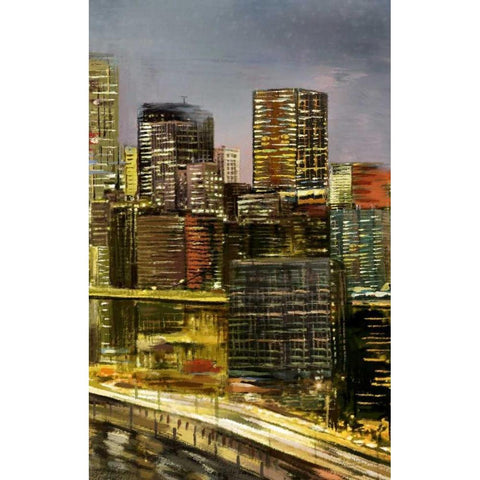 Metropolis 4 Black Modern Wood Framed Art Print with Double Matting by Art Atelier Alliance
