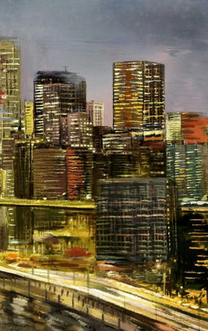 Metropolis 4 White Modern Wood Framed Art Print with Double Matting by Art Atelier Alliance