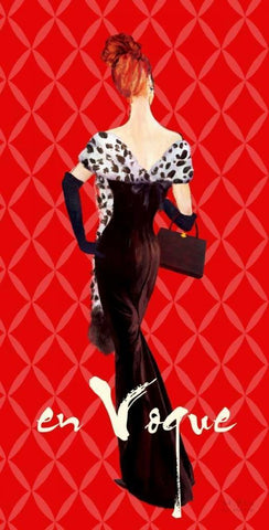 EnVogueFashionIllustration In Red Black Ornate Wood Framed Art Print with Double Matting by Art Atelier Alliance