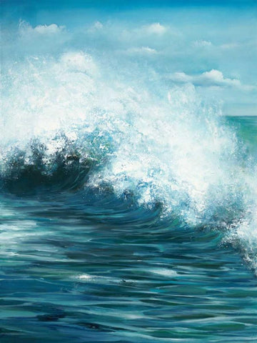 Coastal Wave 1 White Modern Wood Framed Art Print with Double Matting by Art Atelier Alliance