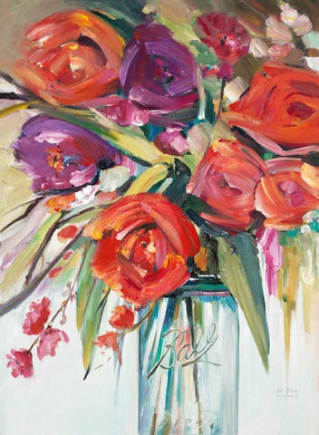 Mason Bloom 1 White Modern Wood Framed Art Print with Double Matting by Art Atelier Alliance