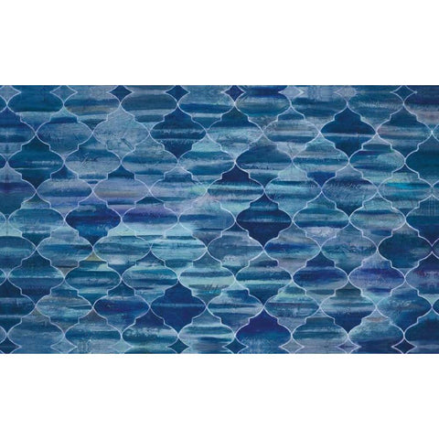 Blue Lattice Black Modern Wood Framed Art Print with Double Matting by Art Atelier Alliance
