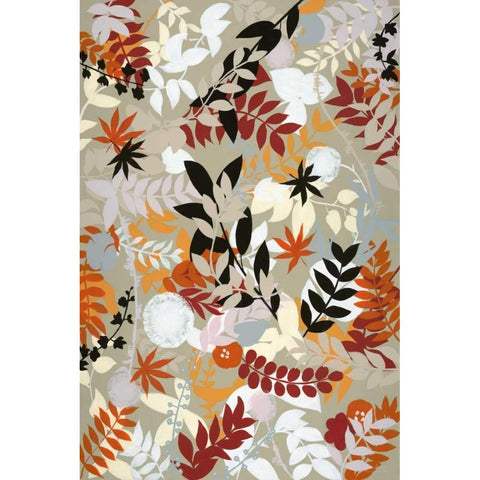 Leaves of Joy 1 Detail Black Modern Wood Framed Art Print with Double Matting by Art Atelier Alliance