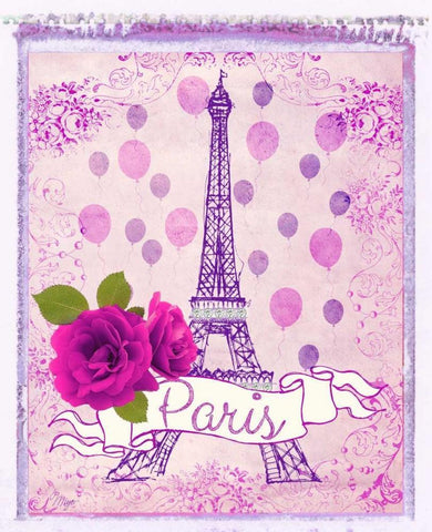 Pretty Paris Polaroid 1 White Modern Wood Framed Art Print with Double Matting by Amori, Miyo