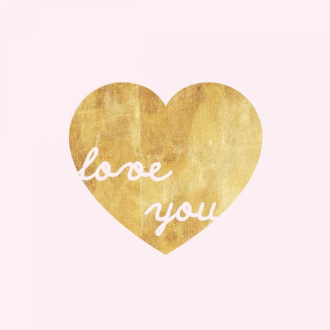 Heart of Gold Love - Pink Black Modern Wood Framed Art Print by Amori, Miyo