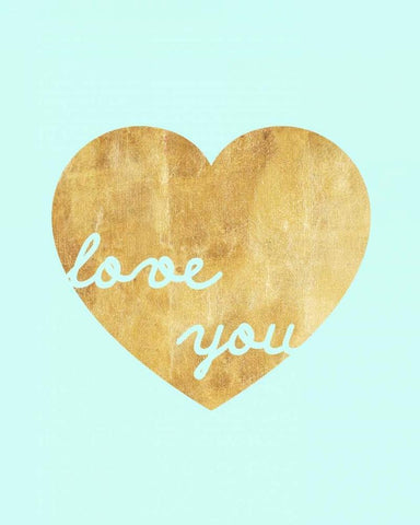 Heart of Gold Love White Modern Wood Framed Art Print with Double Matting by Amori, Miyo