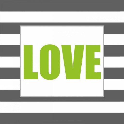 Shiny Big Love Green Black Modern Wood Framed Art Print with Double Matting by Amori, Miyo