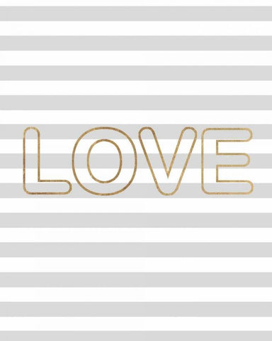 Love Outlined White Modern Wood Framed Art Print with Double Matting by Amori, Miyo