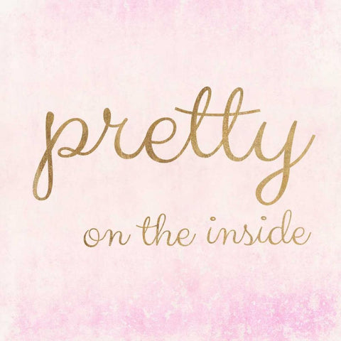 Pretty on the Inside Pink Gold Ornate Wood Framed Art Print with Double Matting by Amori, Miyo