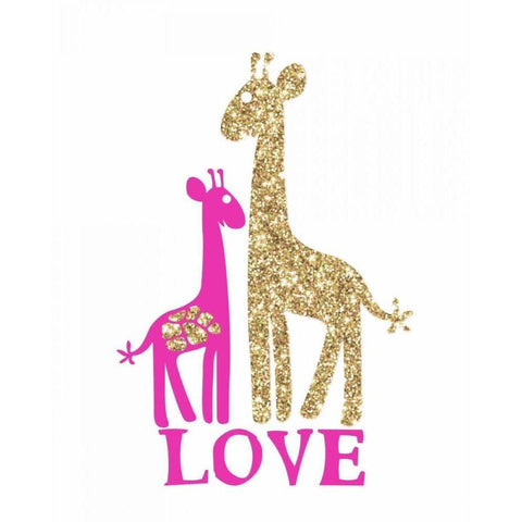 Giraffe Love White Modern Wood Framed Art Print by Amori, Miyo