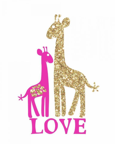 Giraffe Love Black Ornate Wood Framed Art Print with Double Matting by Amori, Miyo