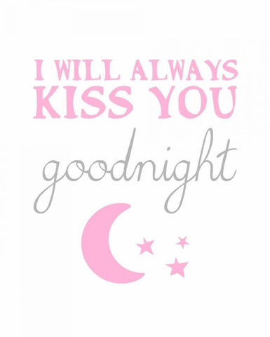 Kiss You Goodnight White Modern Wood Framed Art Print with Double Matting by Amori, Miyo