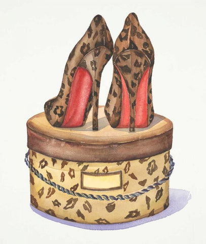 Leopard Heels Black Ornate Wood Framed Art Print with Double Matting by Jing, Jin