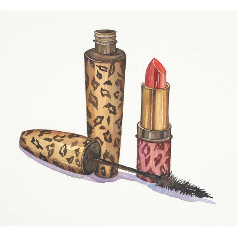 Leopard Makeup Black Modern Wood Framed Art Print with Double Matting by Jing, Jin