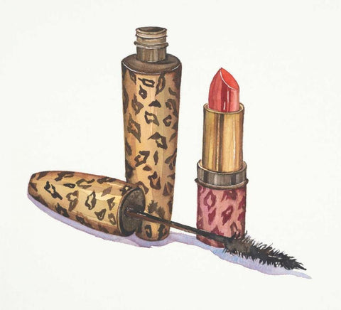 Leopard Makeup White Modern Wood Framed Art Print with Double Matting by Jing, Jin
