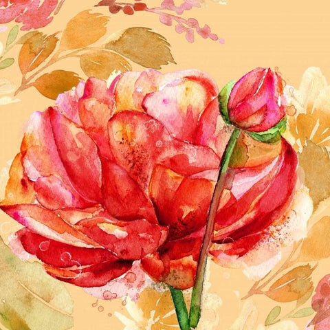 Festive Flowers 2 White Modern Wood Framed Art Print with Double Matting by Jin, Jing