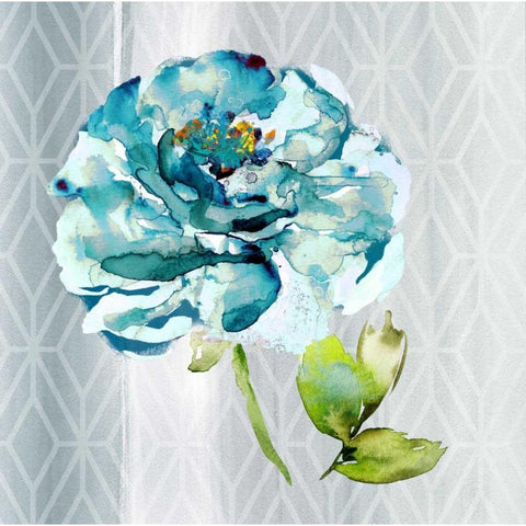 Blooming Blue White Modern Wood Framed Art Print by Jing, Jin
