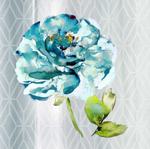 Blooming Blue White Modern Wood Framed Art Print with Double Matting by Jing, Jin
