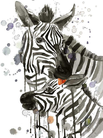 Zebra Kiss Black Ornate Wood Framed Art Print with Double Matting by Jing, Jin