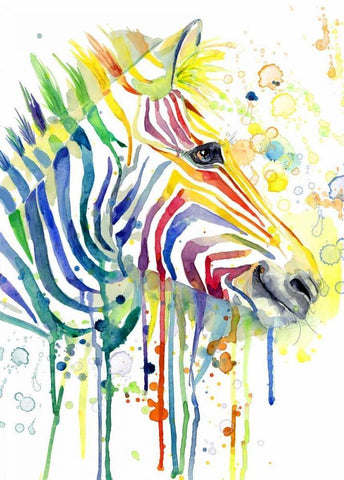 Colorful Zebra White Modern Wood Framed Art Print with Double Matting by Jing, Jin