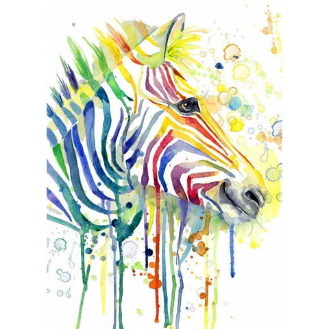 Colorful Zebra Gold Ornate Wood Framed Art Print with Double Matting by Jing, Jin