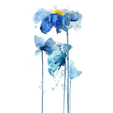 Indigo Poppy 2 White Modern Wood Framed Art Print by Jing, Jin