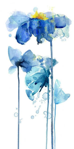 Indigo Poppy 2 Black Ornate Wood Framed Art Print with Double Matting by Jing, Jin