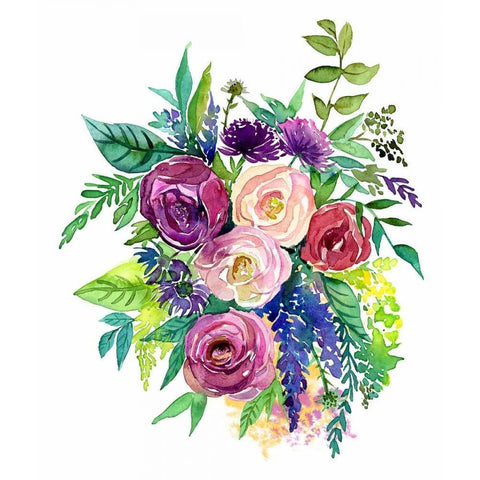 Enchanted Roses White Modern Wood Framed Art Print by Jing, Jin