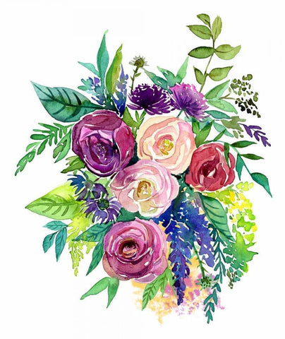 Enchanted Roses Black Ornate Wood Framed Art Print with Double Matting by Jing, Jin