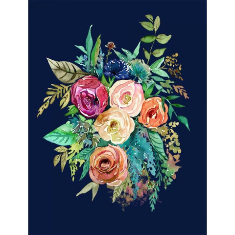 Enchanted Bouquet Black Modern Wood Framed Art Print with Double Matting by Jing, Jin