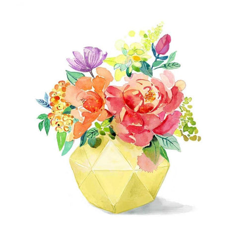 Sweet Bouquet 1 White Modern Wood Framed Art Print by Jing, Jin