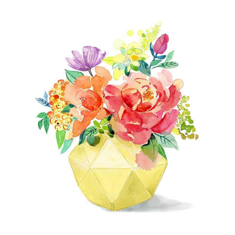 Sweet Bouquet 1 White Modern Wood Framed Art Print with Double Matting by Jing, Jin