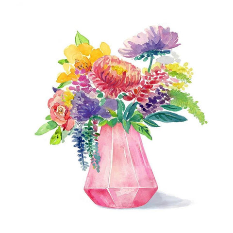 Sweet Bouquet 3 Black Modern Wood Framed Art Print with Double Matting by Jing, Jin