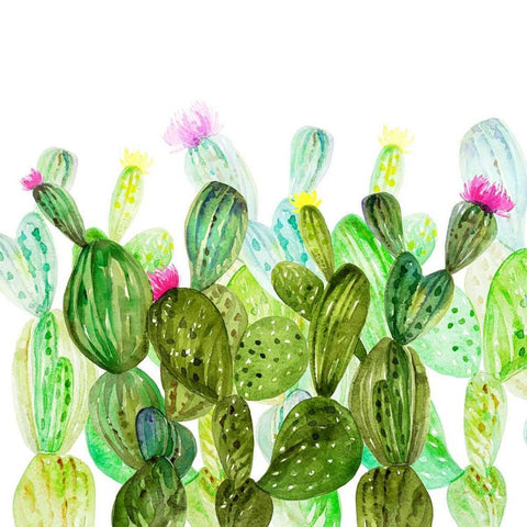 Delight cactus garden 1 White Modern Wood Framed Art Print with Double Matting by Jing, Jin