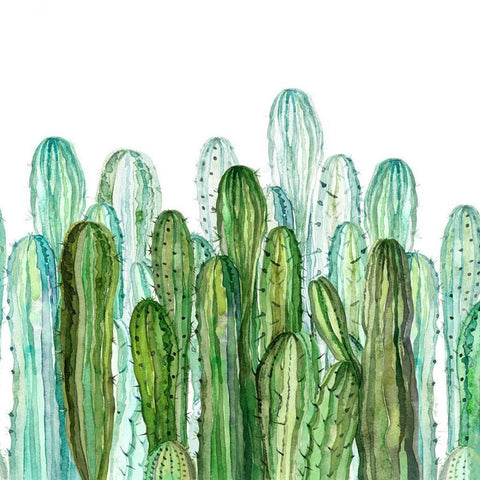 Delight cactus garden 2 White Modern Wood Framed Art Print by Jing, Jin