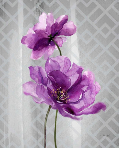 Trellis Floral1 White Modern Wood Framed Art Print with Double Matting by Jing, Jin