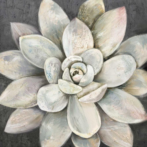 Silver Succulent White Modern Wood Framed Art Print by Jing, Jin