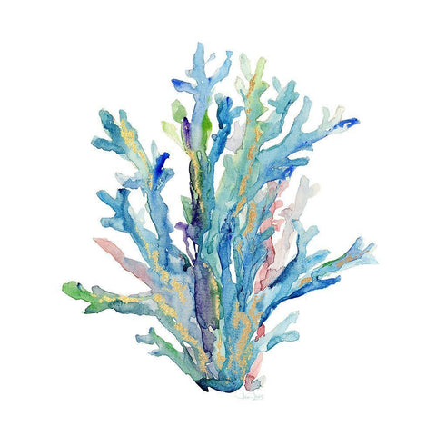 Sea Glass Coral White Modern Wood Framed Art Print with Double Matting by Jin, Jing