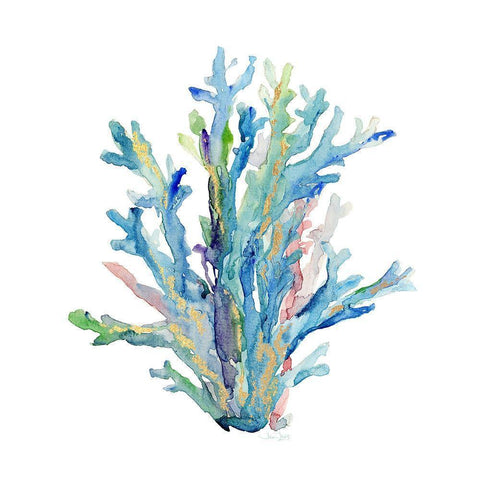 Sea Glass Coral Black Modern Wood Framed Art Print by Jin, Jing