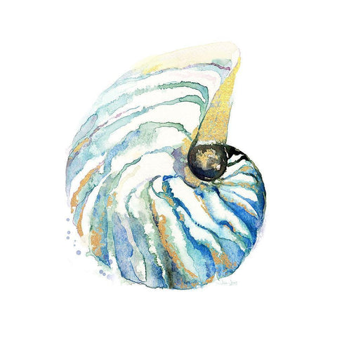 Sea Glass Scallop Gold Ornate Wood Framed Art Print with Double Matting by Jin, Jing