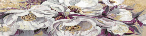 Floral Tapestry White Modern Wood Framed Art Print with Double Matting by Jing, Jin