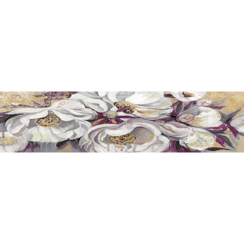 Floral Tapestry Black Modern Wood Framed Art Print by Jing, Jin
