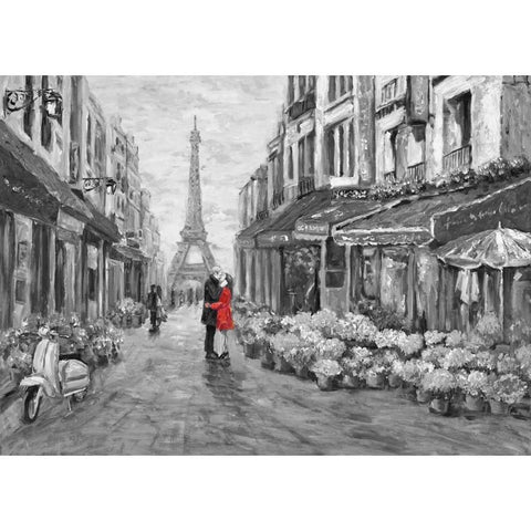 Romance in Red White Modern Wood Framed Art Print by Zheng, James
