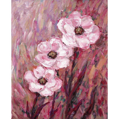 Colourful Flowers Black Modern Wood Framed Art Print by Zheng, James