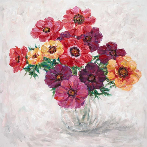 Fall Anemones White Modern Wood Framed Art Print by Zheng, James