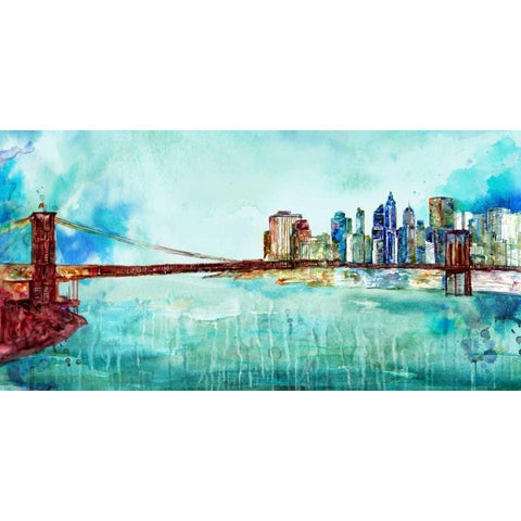 Painted City Gold Ornate Wood Framed Art Print with Double Matting by Zheng, James